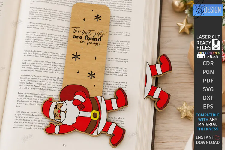 Funny Legs Bookmark Laser Cut | Santa Wooden Bookmarks Laser