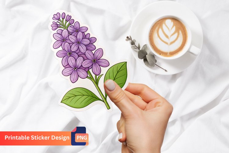 Funny Lilac Flower Sticker, Cute Flower Decoration Art