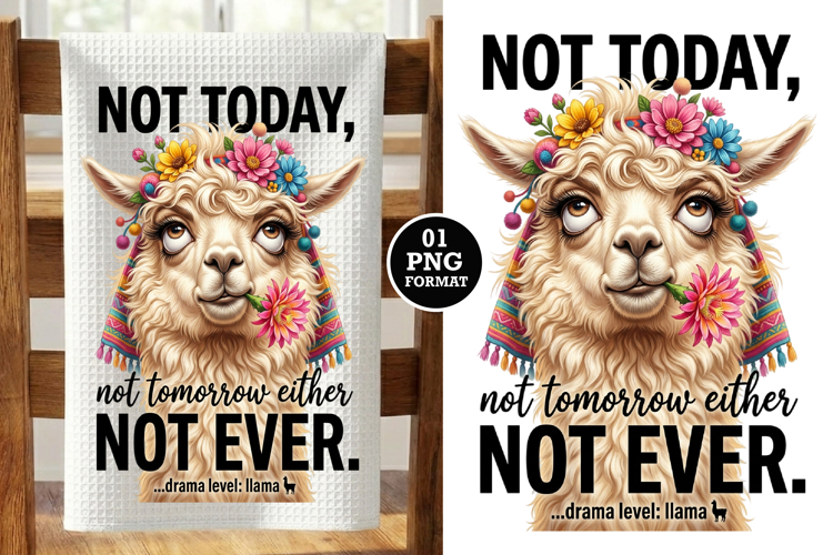 Funny llama Kitchen Towel Design Png Sublimation