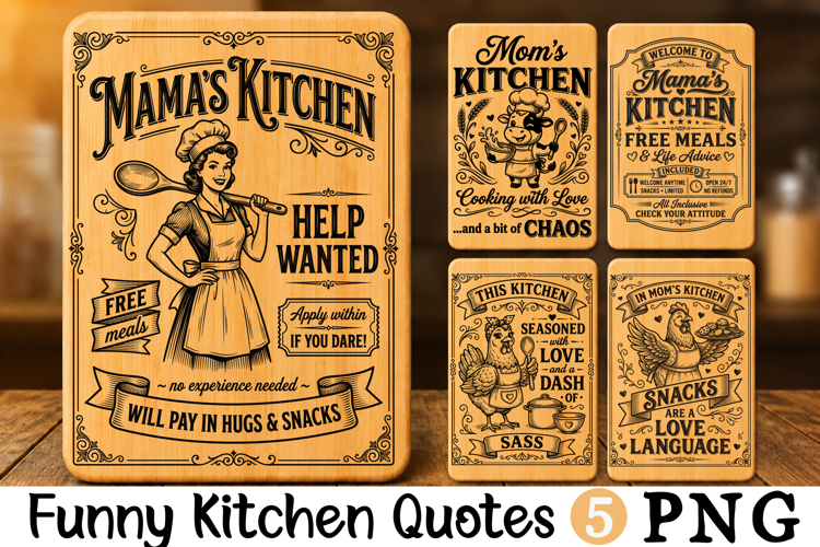 Funny Mamas Kitchen Quotes, Retro Kitchen SVG