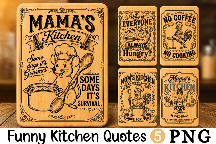 Funny Mamas Kitchen Quotes, Vintage Mouse Kitchen SVG