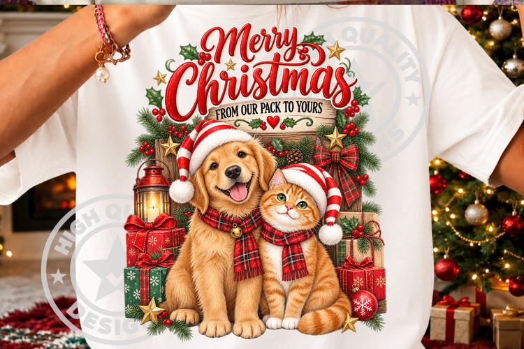 Funny Merry Christmas Pet Family PNG