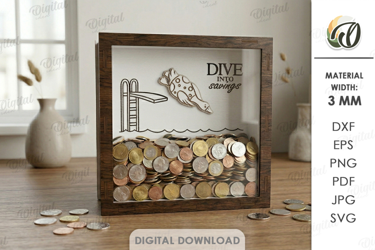 3D Funny Money Bank Laser Cut. Saving Box SVG