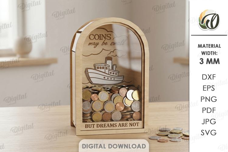 3D Funny Money Bank Laser Cut. Saving Box SVG