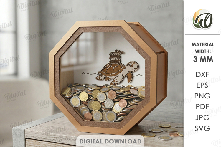 3D Funny Money Bank Laser Cut. Saving Box SVG