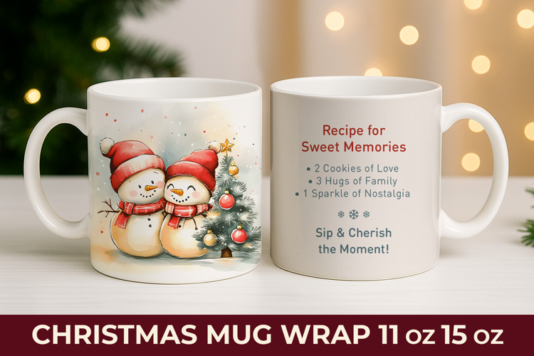 Snowman Christmas Mug Wrap, Funny christmas mug