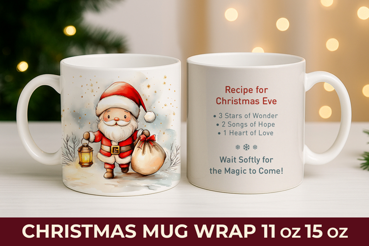 Santa Christmas Mug Wrap, christmas sublimation mug wrap