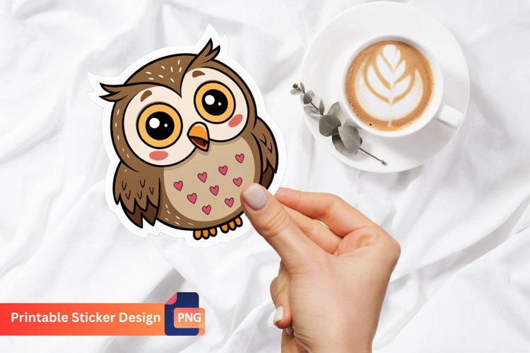 Funny Owl Cartoon Sticker, Funny Animal Sticker Art