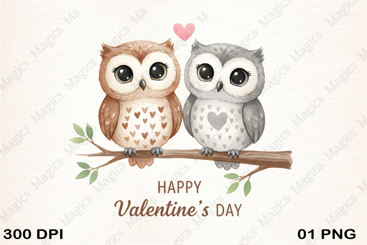 Funny Owl Valentines Day Clipart PNG