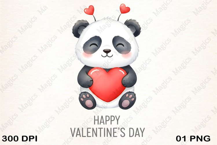 Funny Panda Valentine Clipart PNG