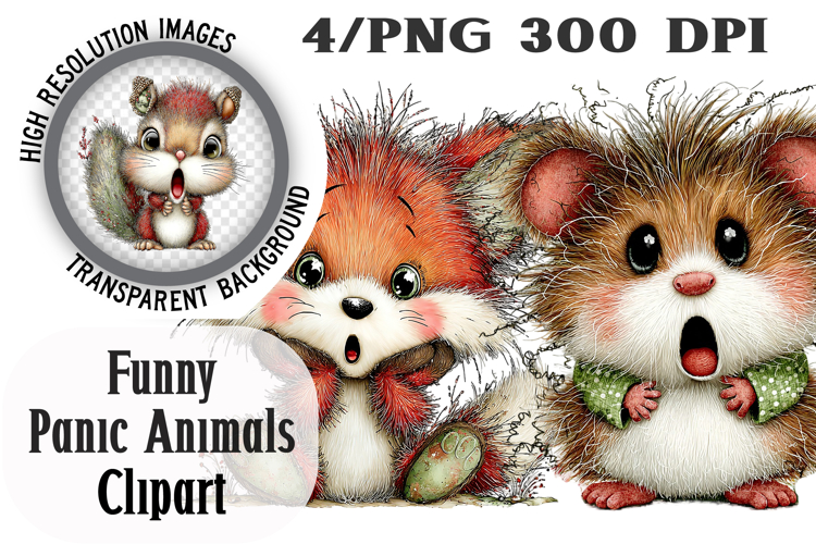 Funny Panic Animals Clipart PNG