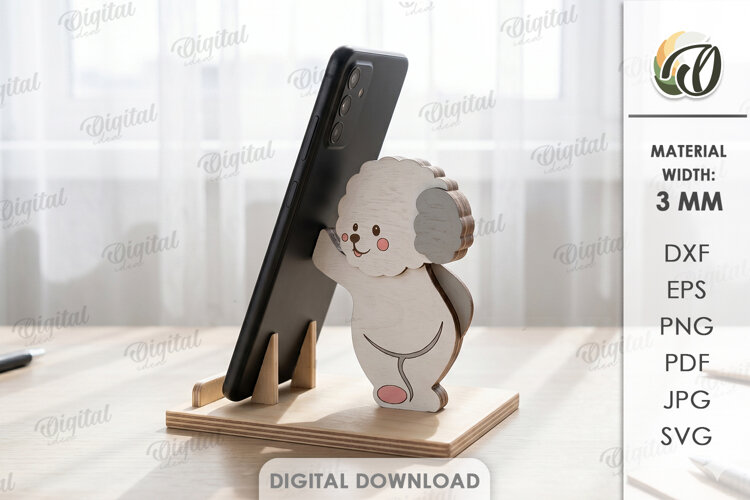 Funny Dog Phone Holder Laser Cut. Phone Stand SVG example image 1