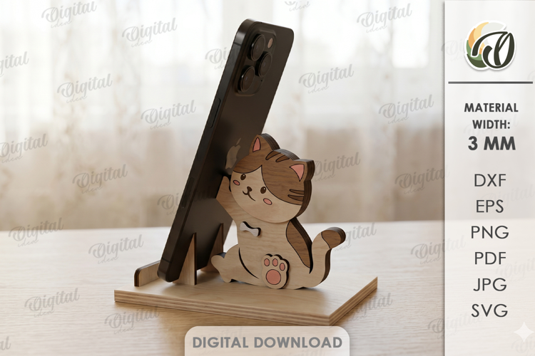 Funny Cat Phone Holder Laser Cut. Phone Stand SVG