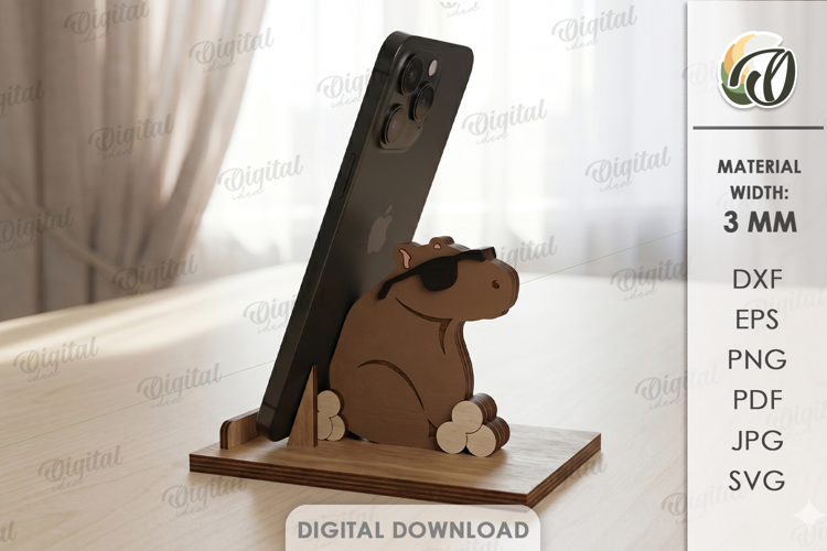 Funny Capybara Phone Holder Laser Cut. Phone Stand SVG