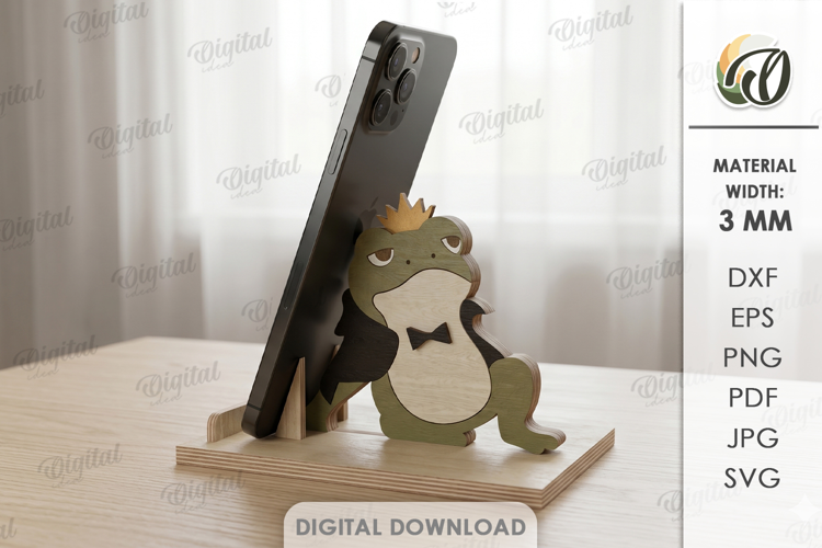 Funny Frog Phone Holder Laser Cut. Phone Stand SVG