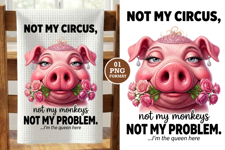 Funny Pig Kitchen Towel Design Png Sublimation