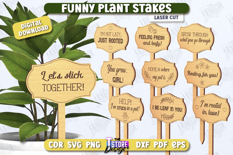 Funny Plant Stakes Laser Cut | Garden Decor | Lawn Stake|CNC