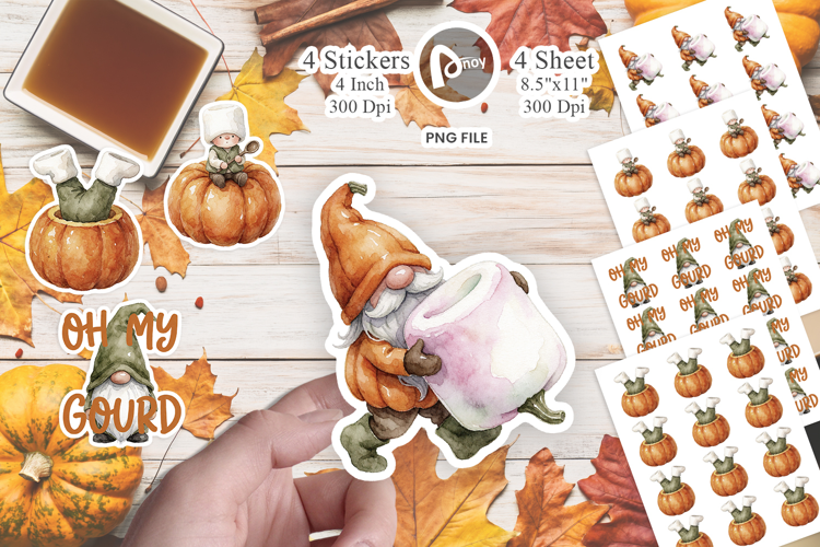 Pumpkin Mishap Gnomes Sticker