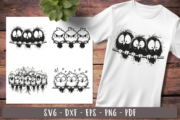 Funny quirky birds svg | Whimsical birds on a wire