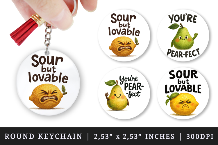 Funny Quote round keychain pintable sublimation design png