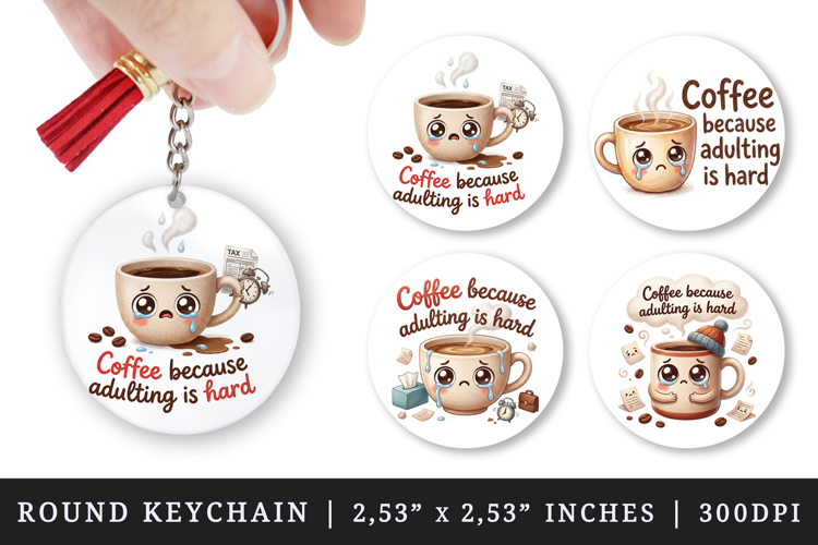 Funny Quote round keychain pintable sublimation design png