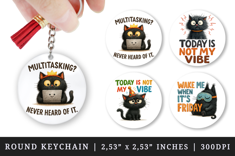 Funny Quote round keychain pintable sublimation design png