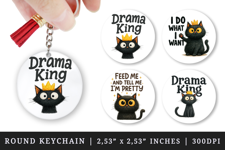 Funny Quote round keychain pintable sublimation design png