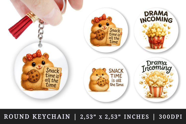 Funny Quote round keychain pintable sublimation design png