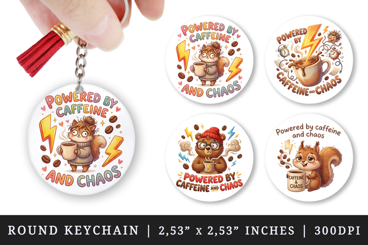 Funny Quote round keychain pintable sublimation design png