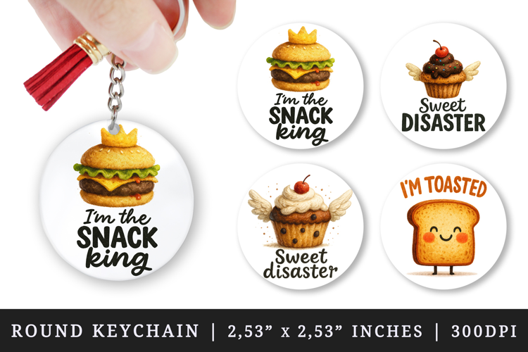 Funny Quote round keychain pintable sublimation design png