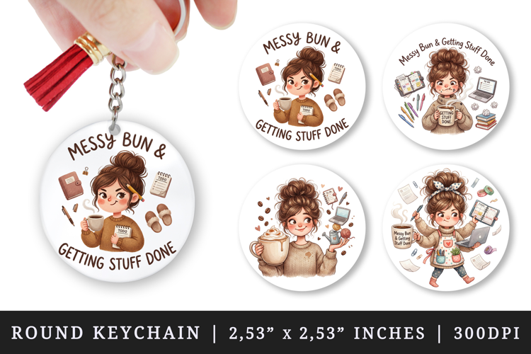 Funny Quote round keychain pintable sublimation design png