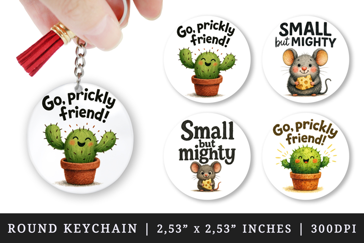 Funny Quote round keychain pintable sublimation design png
