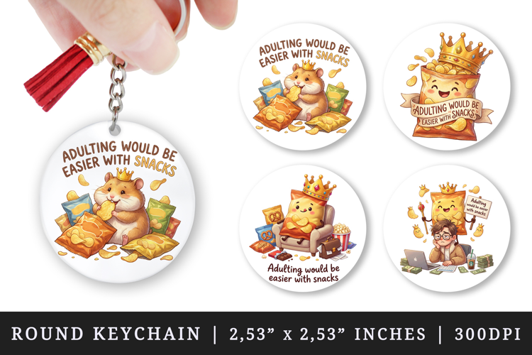 Funny Quote round keychain pintable sublimation design png