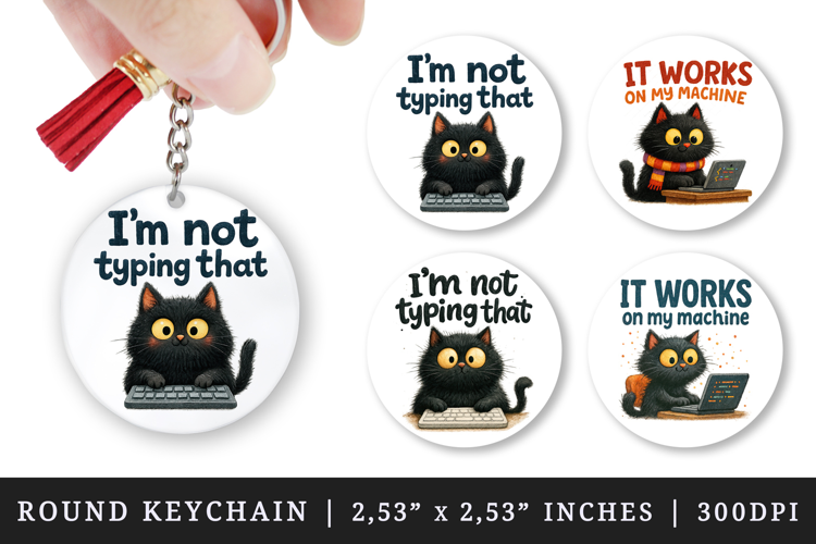 Funny Quote round keychain pintable sublimation design png