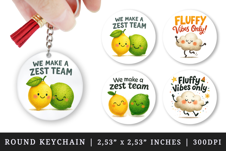 Funny Quote round keychain pintable sublimation design png