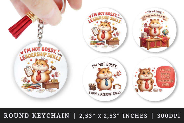 Funny Quote round keychain pintable sublimation design png