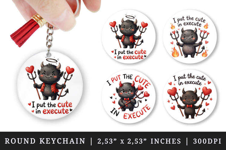 Funny Quote round keychain pintable sublimation design png