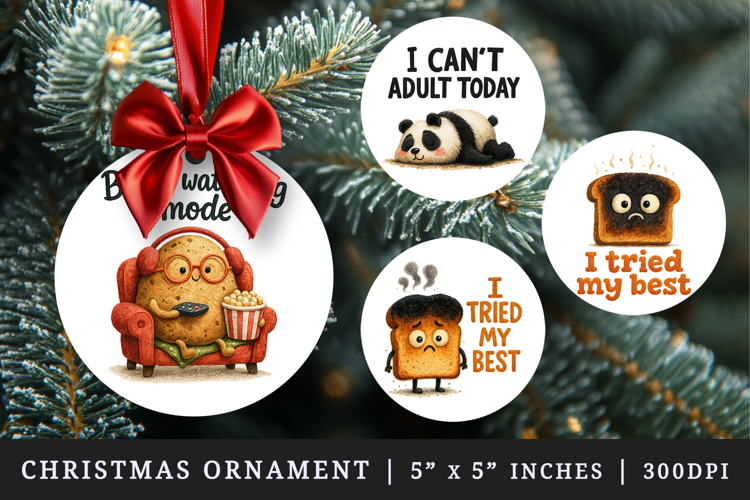 Funny Quote round ornaments sublimation design