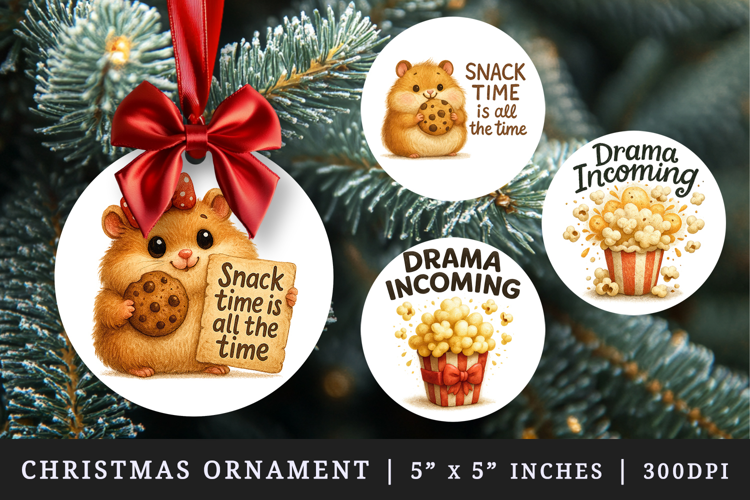 Funny Quote round ornaments sublimation design