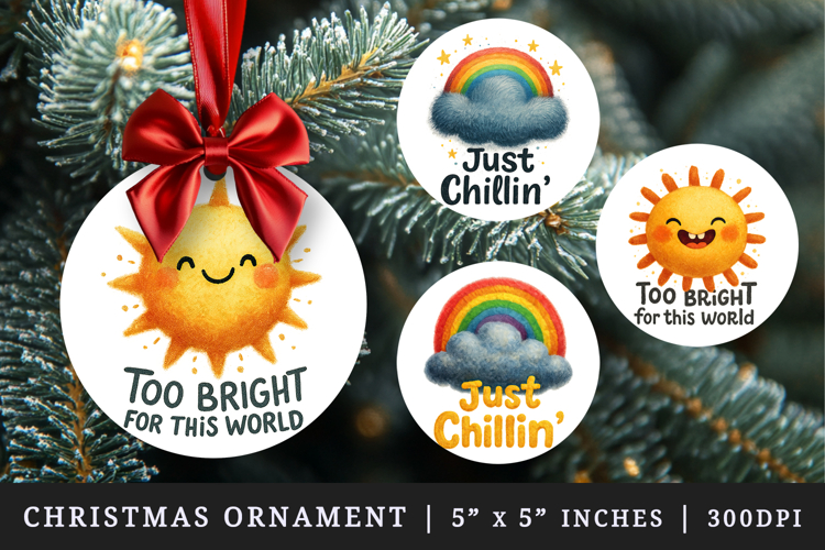 Funny Quote round ornaments sublimation design