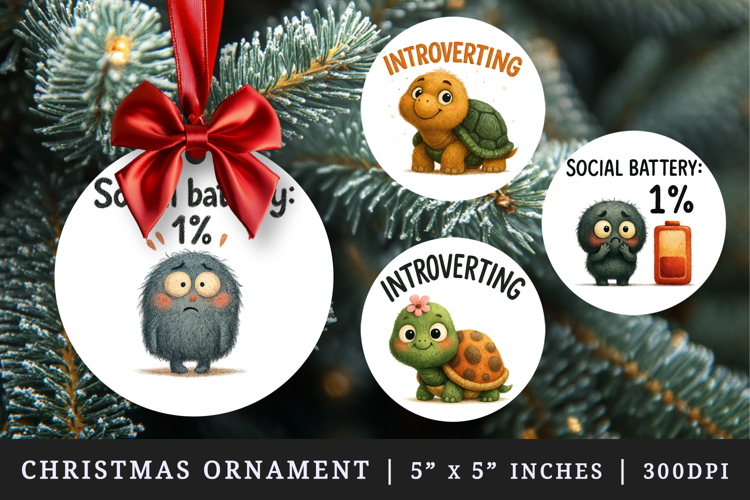 Funny Quote round ornaments sublimation design