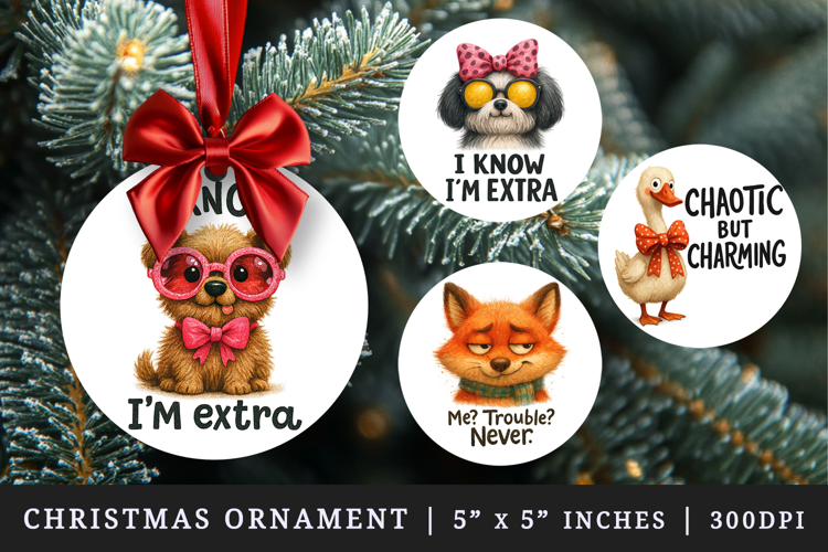 Funny Quote round ornaments sublimation design