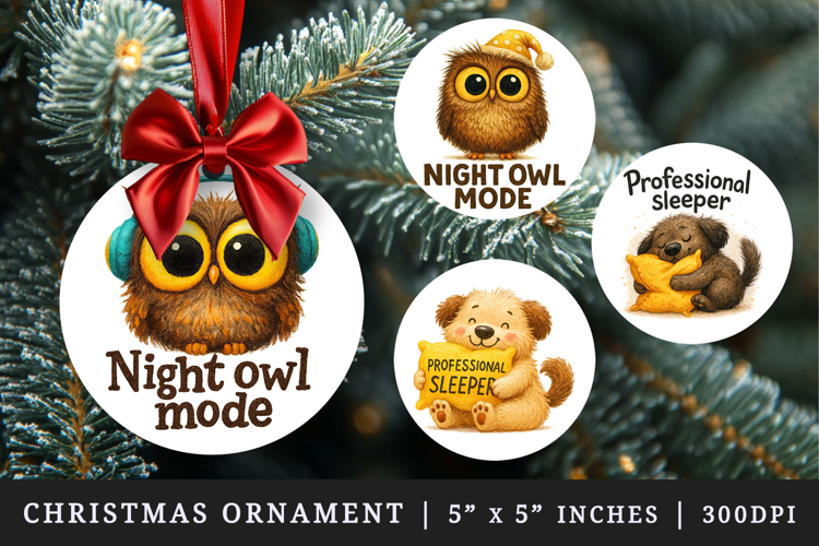 Funny Quote round ornaments sublimation design