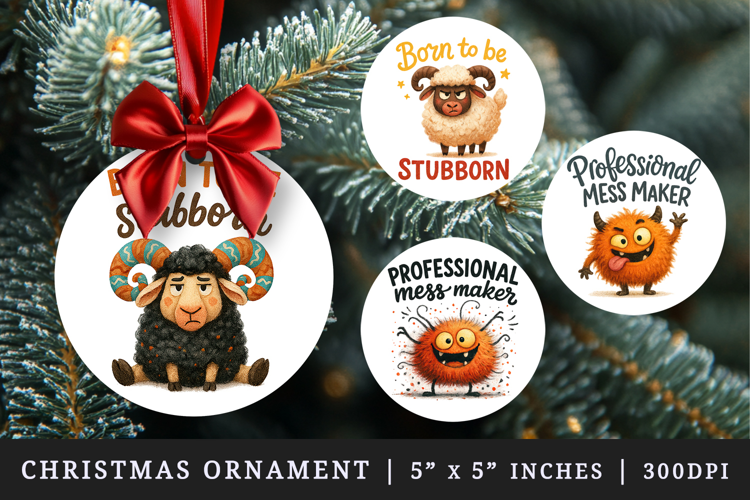 Funny Quote round ornaments sublimation design