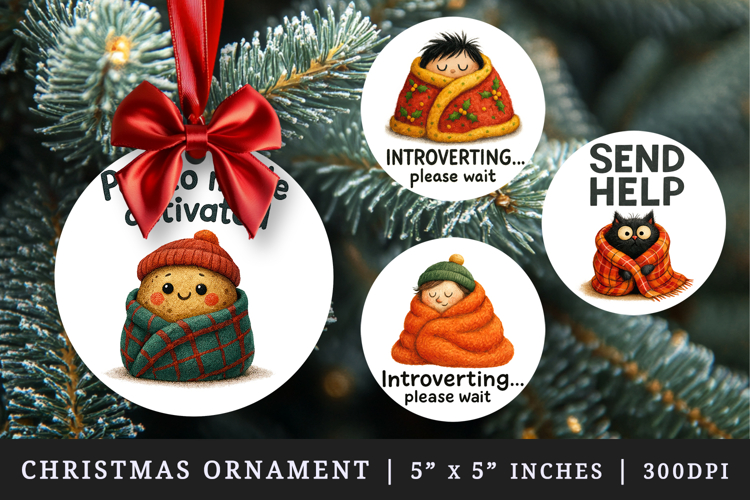 Funny Quote round ornaments sublimation design