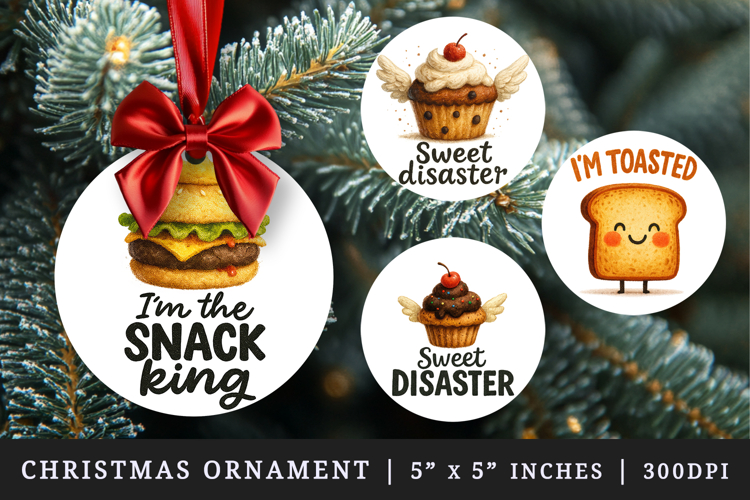 Funny Quote round ornaments sublimation design