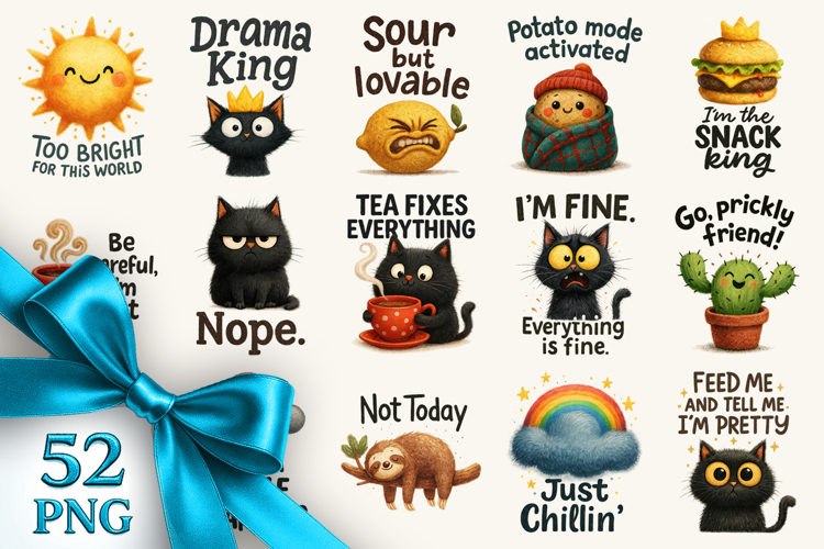 Funny Quote clipart printable sublimation bundle png