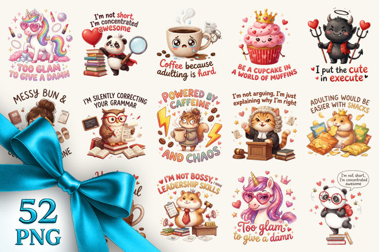 Funny Quote clipart printable sublimation bundle png