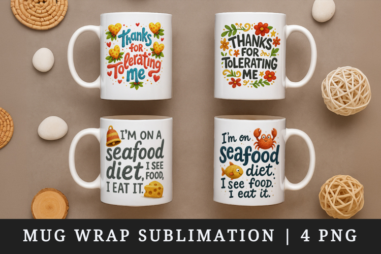 Funny Quote mug wrap printable sublimation design