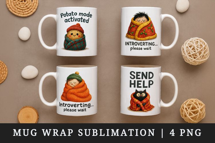 Funny Quote mug wrap printable sublimation design